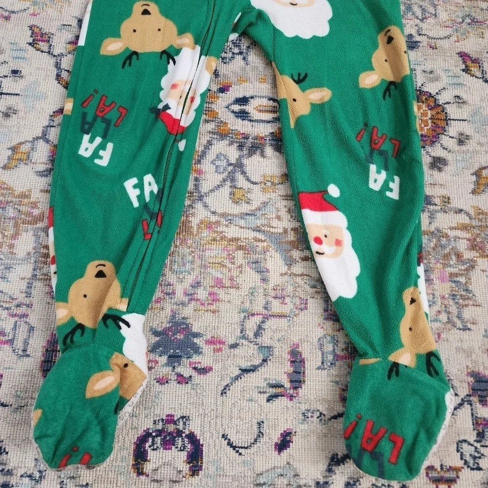 Carters Kids Christmas Green/Red Fleece Footed Pajama Blanket Sleeper, sz 5t/5a